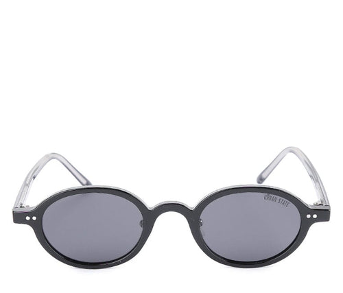 Polarized Plastic Frame Retro Oval Sunglasses - Black Black