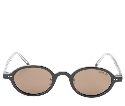 Polarized Plastic Frame Retro Oval Sunglasses - Brown Black