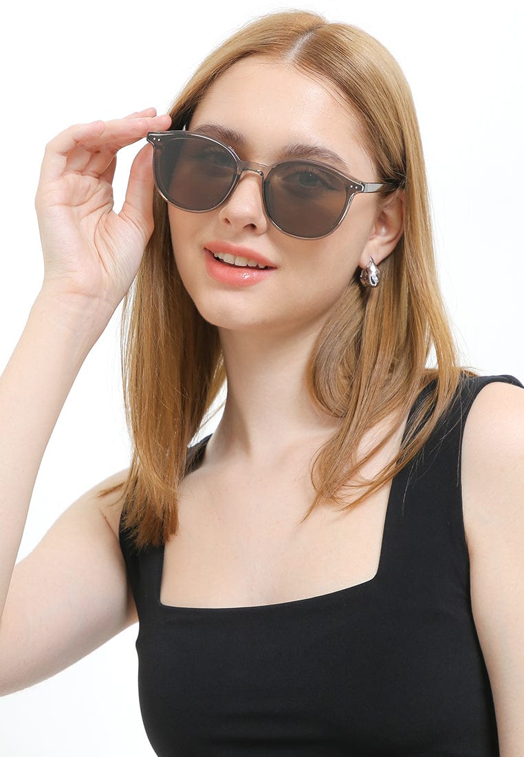 Polarized Plastic Frame Vintage Round Sunglasses - Black Black