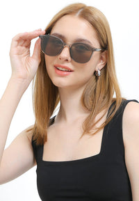 Polarized Plastic Frame Vintage Round Sunglasses - Black Black