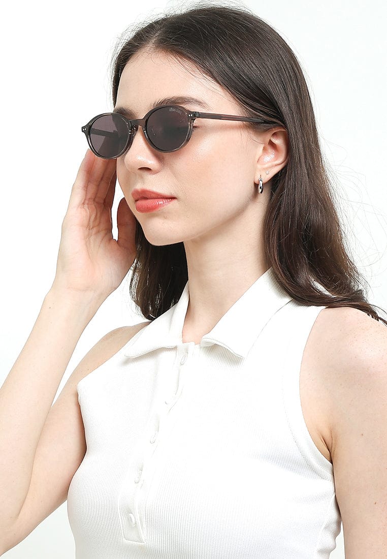 Polarized Plastic Frame Blink Oval Sunglasses - Brown Clear