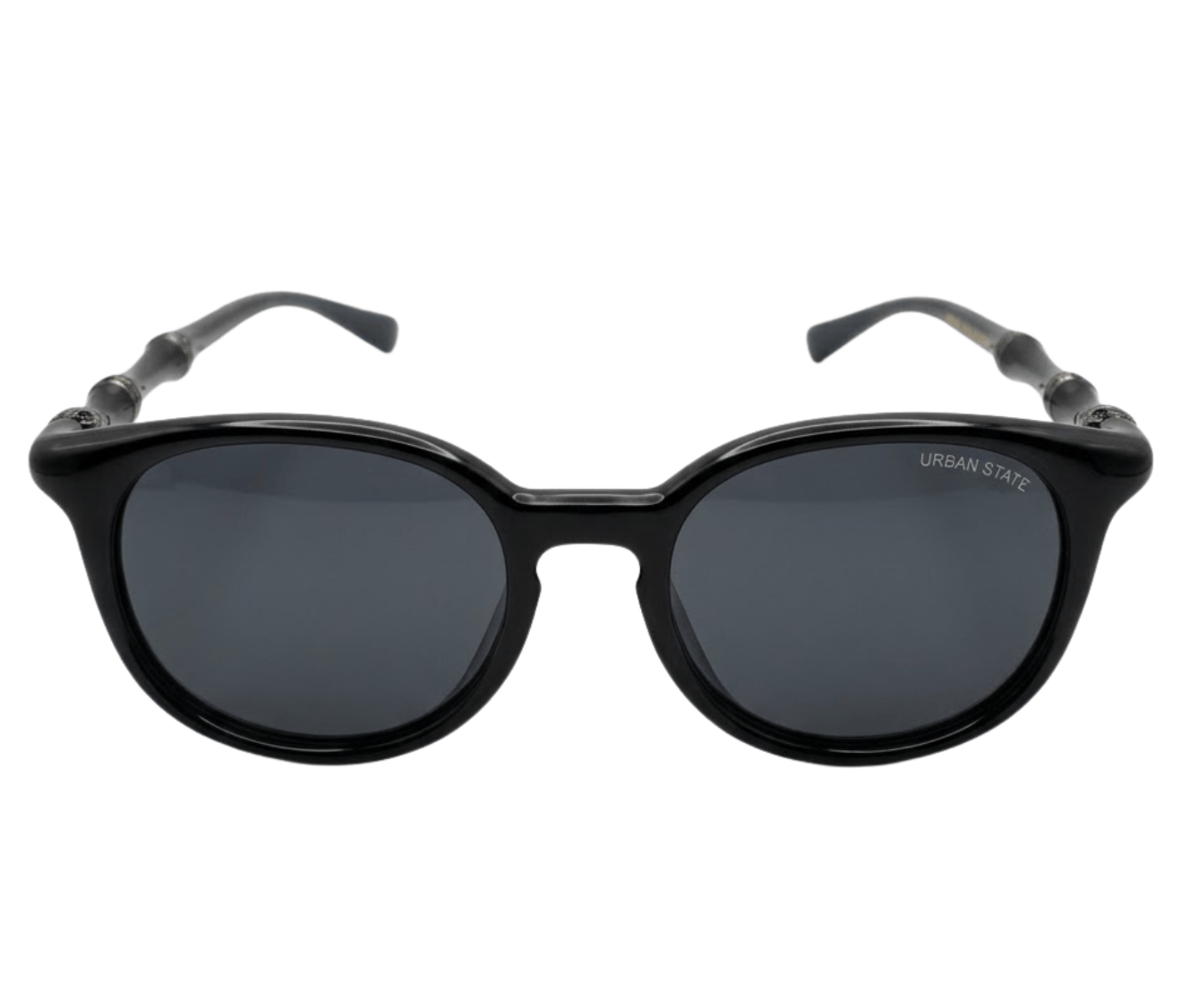 Polarized Roman Round Frame Sunglasses - Black Black