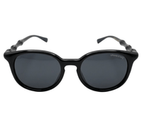 Polarized Roman Round Frame Sunglasses - Black Black