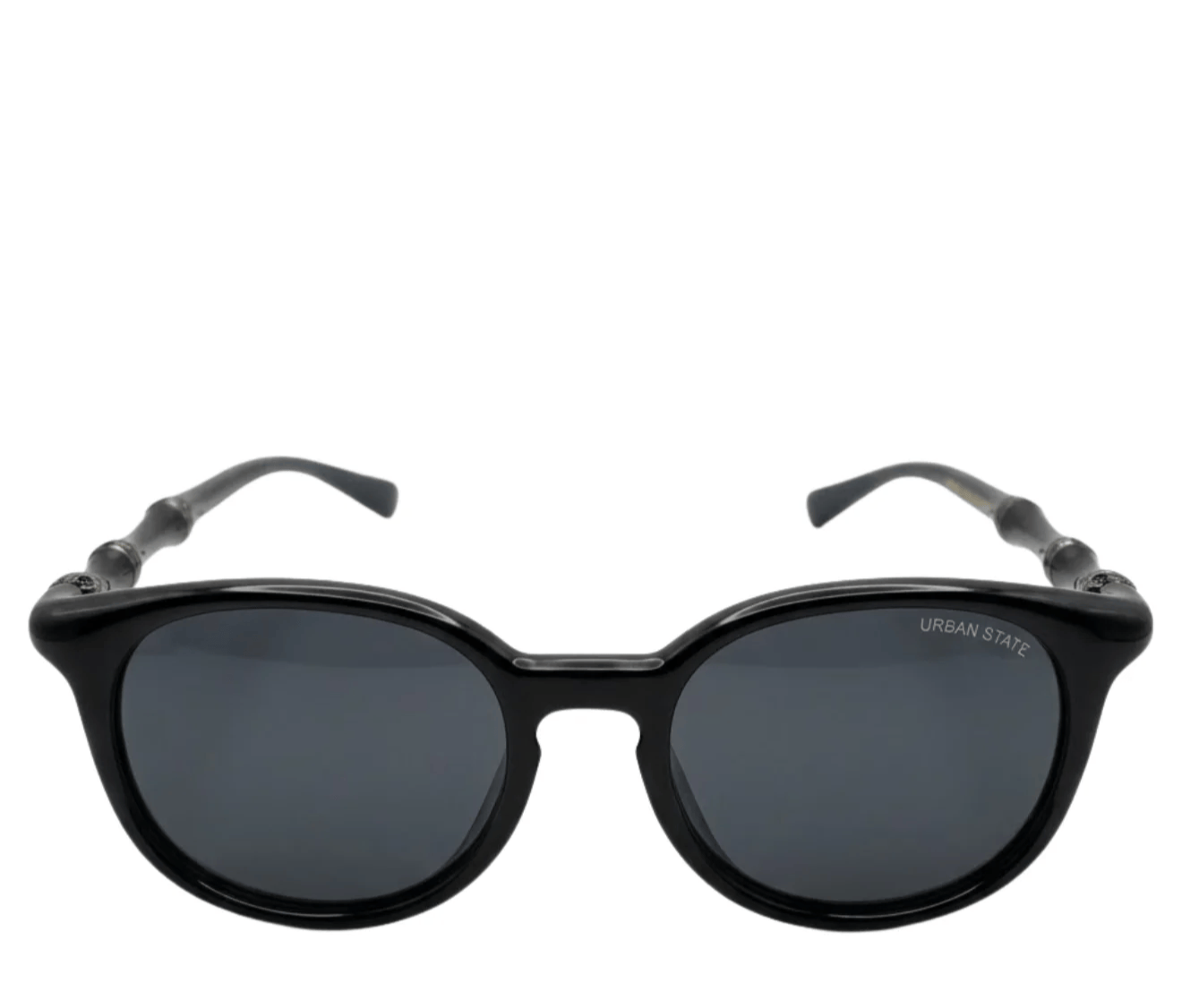 Polarized Roman Round Frame Sunglasses - Black Black