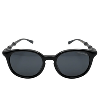 Polarized Roman Round Frame Sunglasses - Black Black