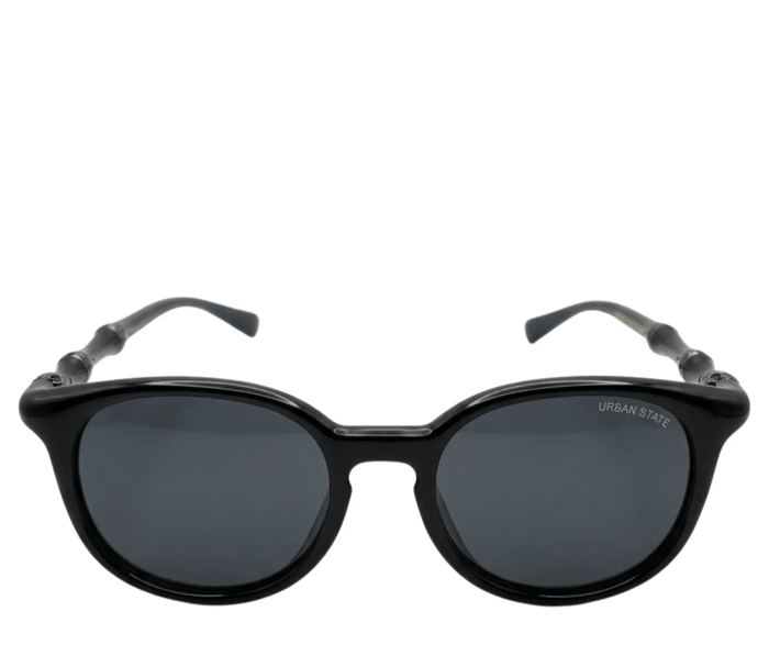 Polarized Roman Round Frame Sunglasses - Black Black