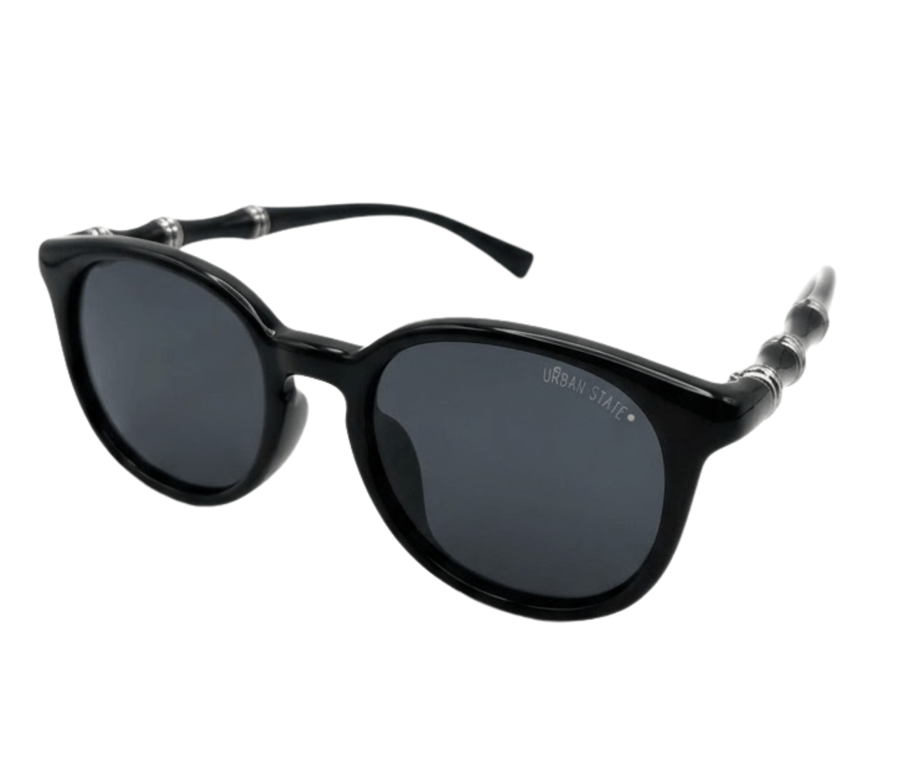 Polarized Roman Round Frame Sunglasses - Black Black