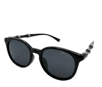 Polarized Roman Round Frame Sunglasses - Black Black