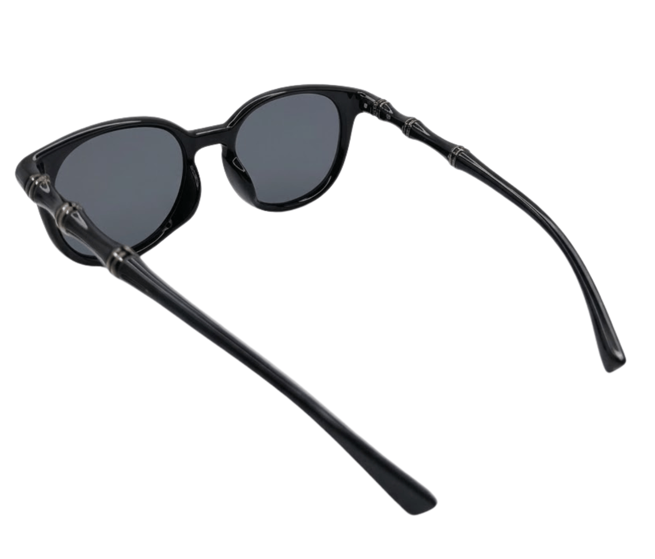 Polarized Roman Round Frame Sunglasses - Black Black