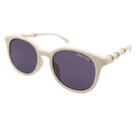Polarized Roman Round Frame Sunglasses - Multi White