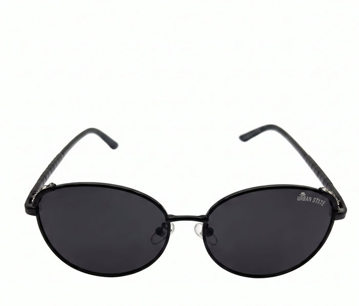 Polarized Crown Round Frame Sunglasses - Black Black