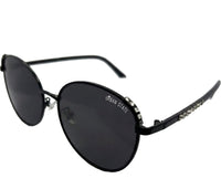 Polarized Crown Round Frame Sunglasses - Black Black