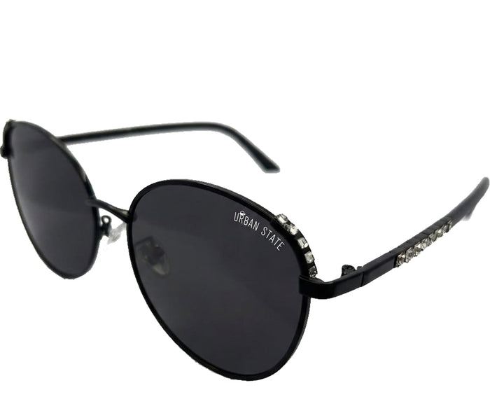 Polarized Crown Round Frame Sunglasses - Black Black
