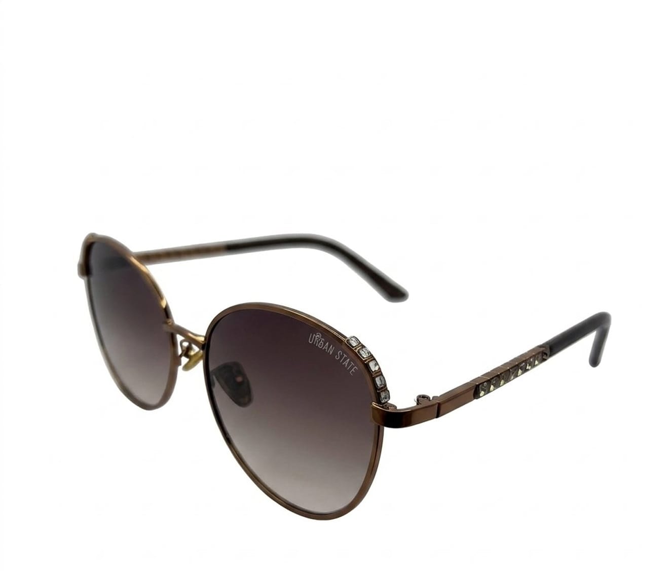 Polarized Crown Round Frame Sunglasses - Brown Brown