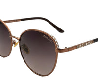 Polarized Crown Round Frame Sunglasses - Brown Brown