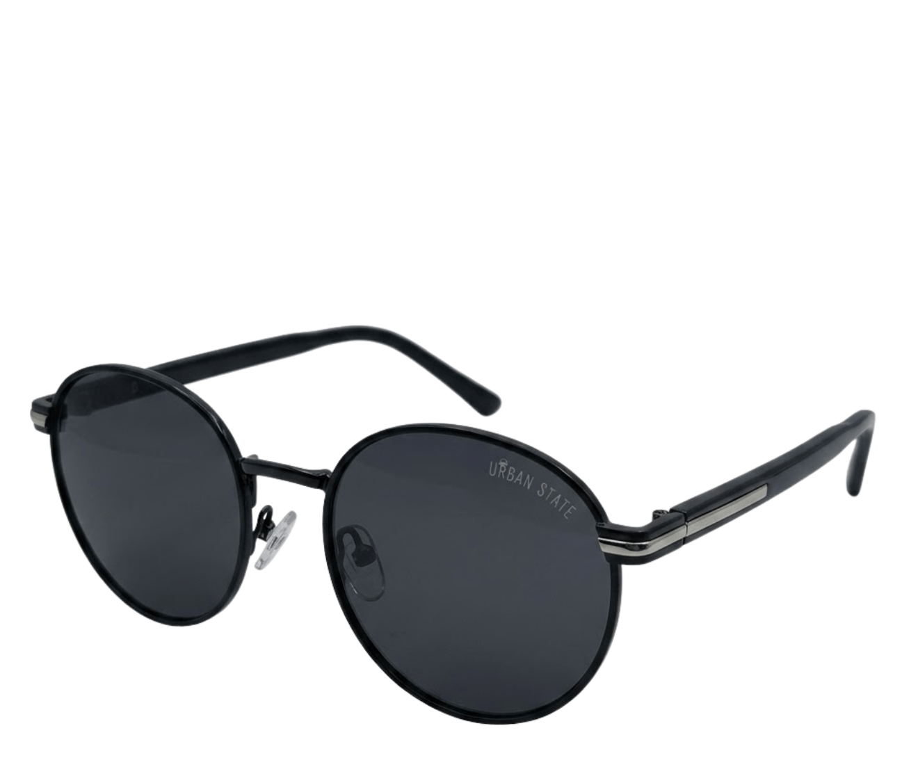 Polarized Regent Round Frame Sunglasses - Black Black