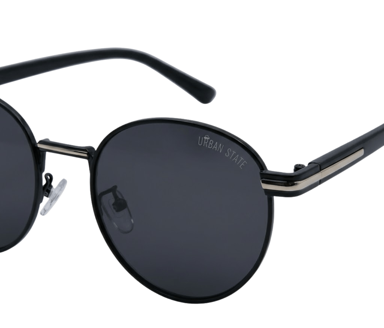 Polarized Regent Round Frame Sunglasses - Black Black