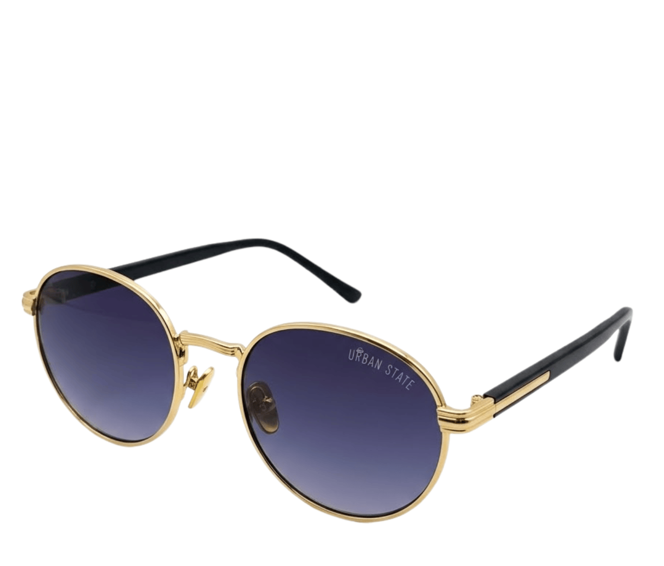 Polarized Regent Round Frame Sunglasses - Black Gold