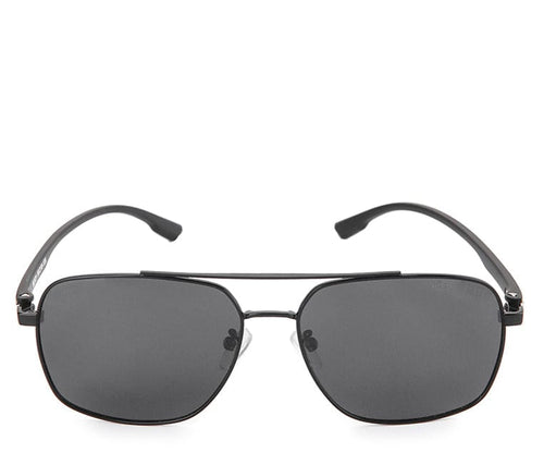 Polarized Metal Frame Oversized Aviator Sunglasses - Black Black