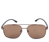 Polarized Metal Frame Oversized Aviator Sunglasses - Brown Silver