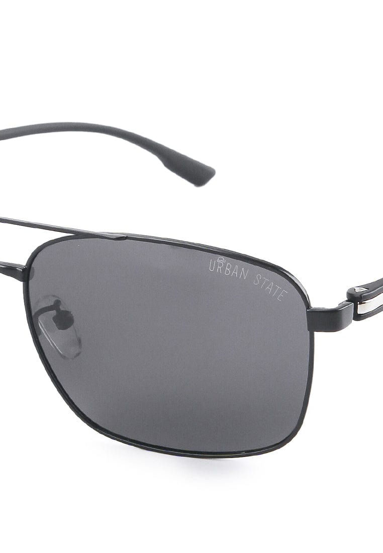 Polarized Metal Frame Modern Aviator Sunglasses - Black Black