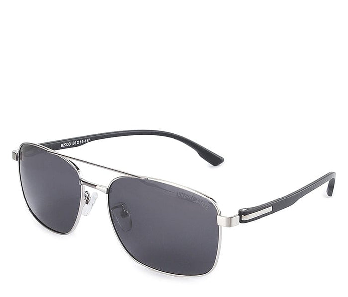Polarized Metal Frame Modern Aviator Sunglasses - Black Silver