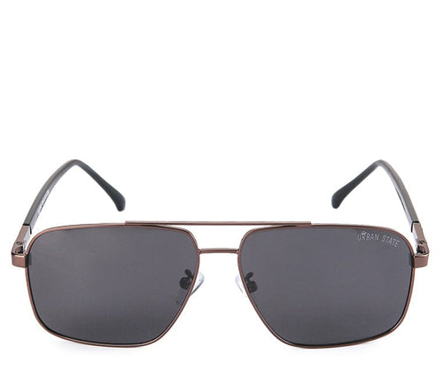 Polarized Metal Frame Sporty Aviator Sunglasses - Black Silver