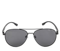 Polarized Metal Frame Racer Aviator Sunglasses - Black Black