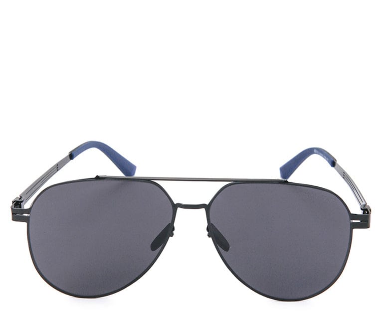 Polarized Metal Frame Geometric Aviator Sunglasses - Black Black