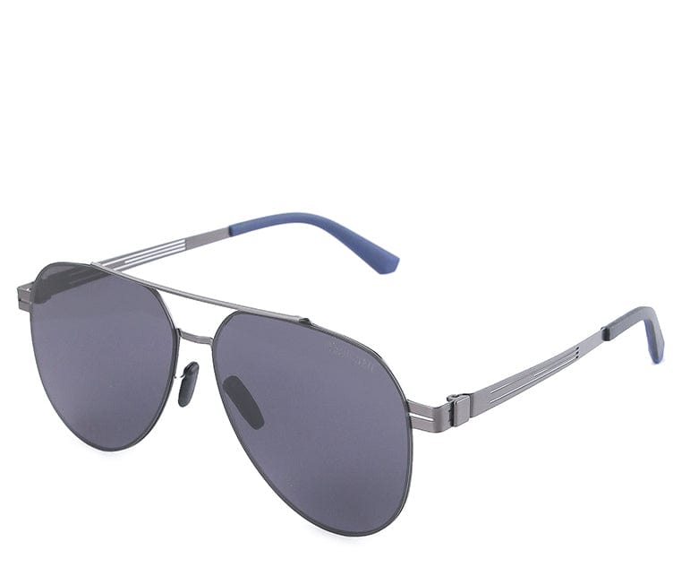 Polarized Metal Frame Geometric Aviator Sunglasses - Black Silver
