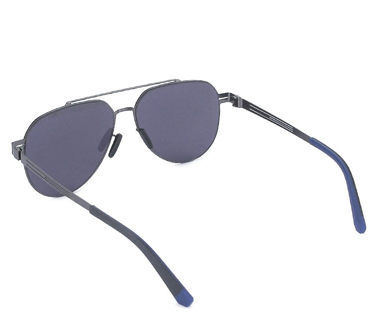 Polarized Metal Frame Geometric Aviator Sunglasses - Black Silver