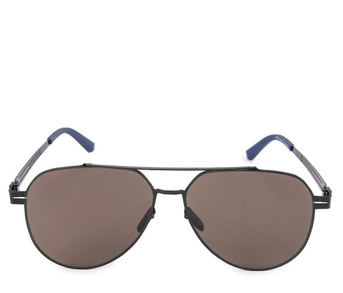 Polarized Metal Frame Geometric Aviator Sunglasses - Brown Black