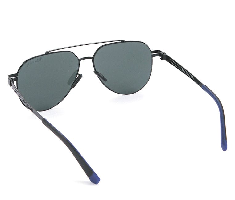 Polarized Metal Frame Geometric Aviator Sunglasses - Green Black
