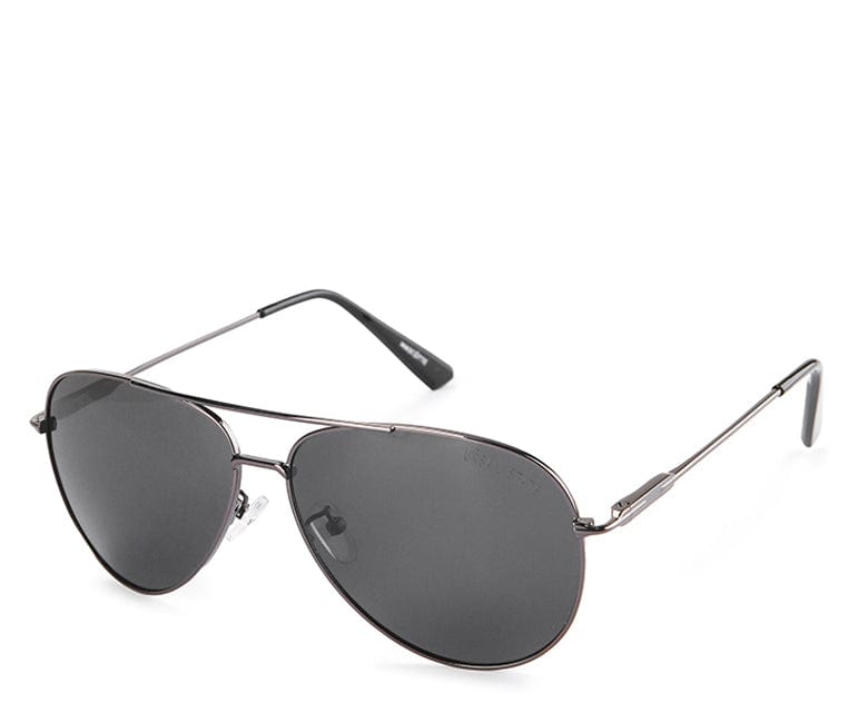 Polarized Metal Frame Pilot Aviator Sunglasses - Black Silver