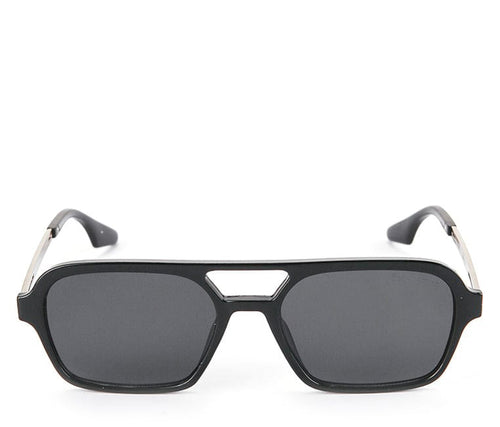 Plastic Frame Vision Aviator Sunglasses - Black Black