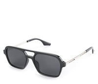 Plastic Frame Vision Aviator Sunglasses - Black Black