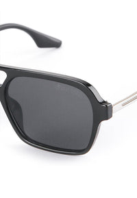 Plastic Frame Vision Aviator Sunglasses - Black Black