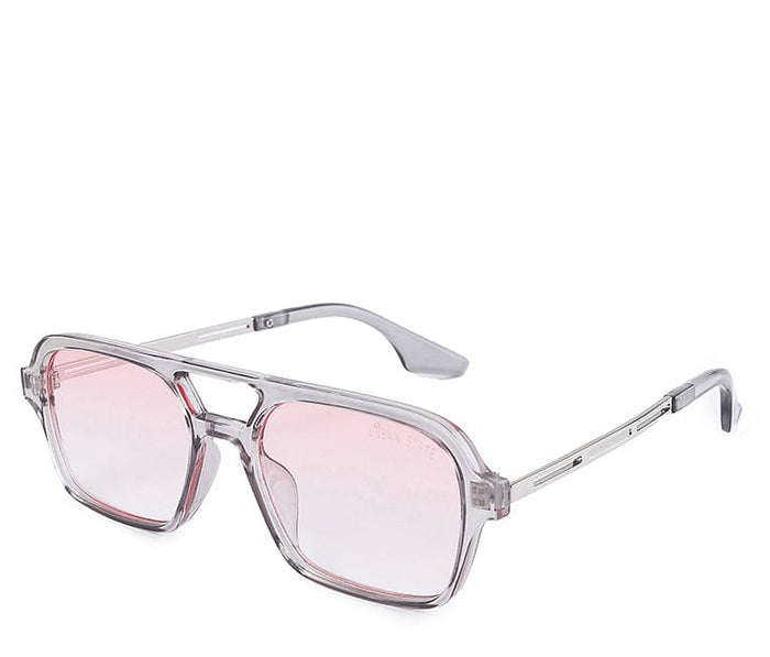 Plastic Frame Vision Aviator Sunglasses - Pink Clear