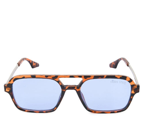 Plastic Frame Vision Aviator Sunglasses - Blue Leopard