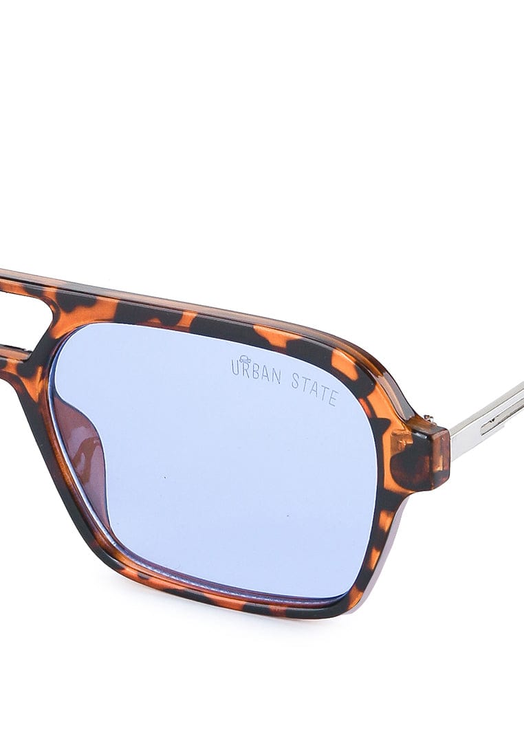 Plastic Frame Vision Aviator Sunglasses - Blue Leopard