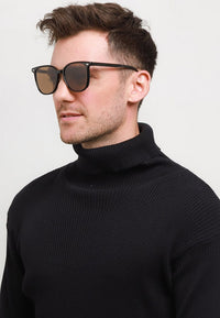Polarized Plastic Frame Classic Square Sunglasses - Brown Black
