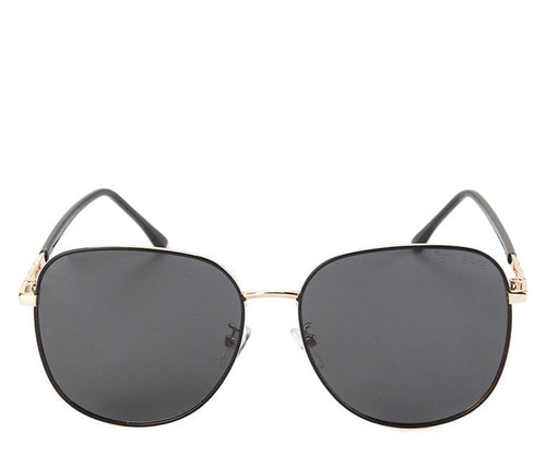 Polarized Metal Frame Modern Square Sunglasses - Black Gold