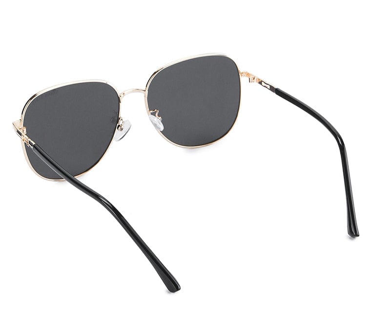 Polarized Metal Frame Modern Square Sunglasses - Black Gold