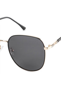 Polarized Metal Frame Modern Square Sunglasses - Black Gold