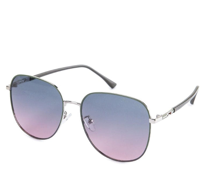 Polarized Metal Frame Modern Square Sunglasses - Multi Silver
