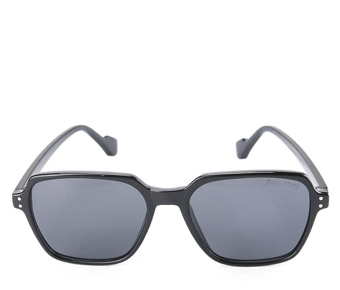 Plastic Frame Geometric Square Sunglasses - Black Black