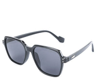 Plastic Frame Geometric Square Sunglasses - Black Black