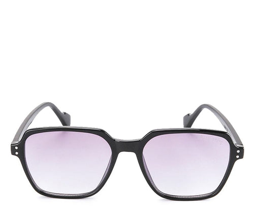 Plastic Frame Geometric Square Sunglasses - Clear Black