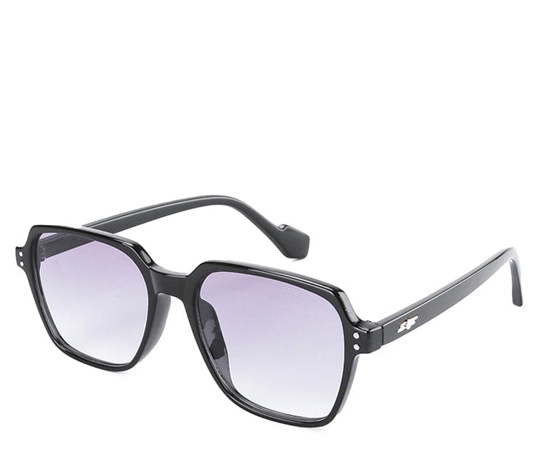 Plastic Frame Geometric Square Sunglasses - Clear Black