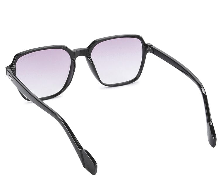 Plastic Frame Geometric Square Sunglasses - Clear Black